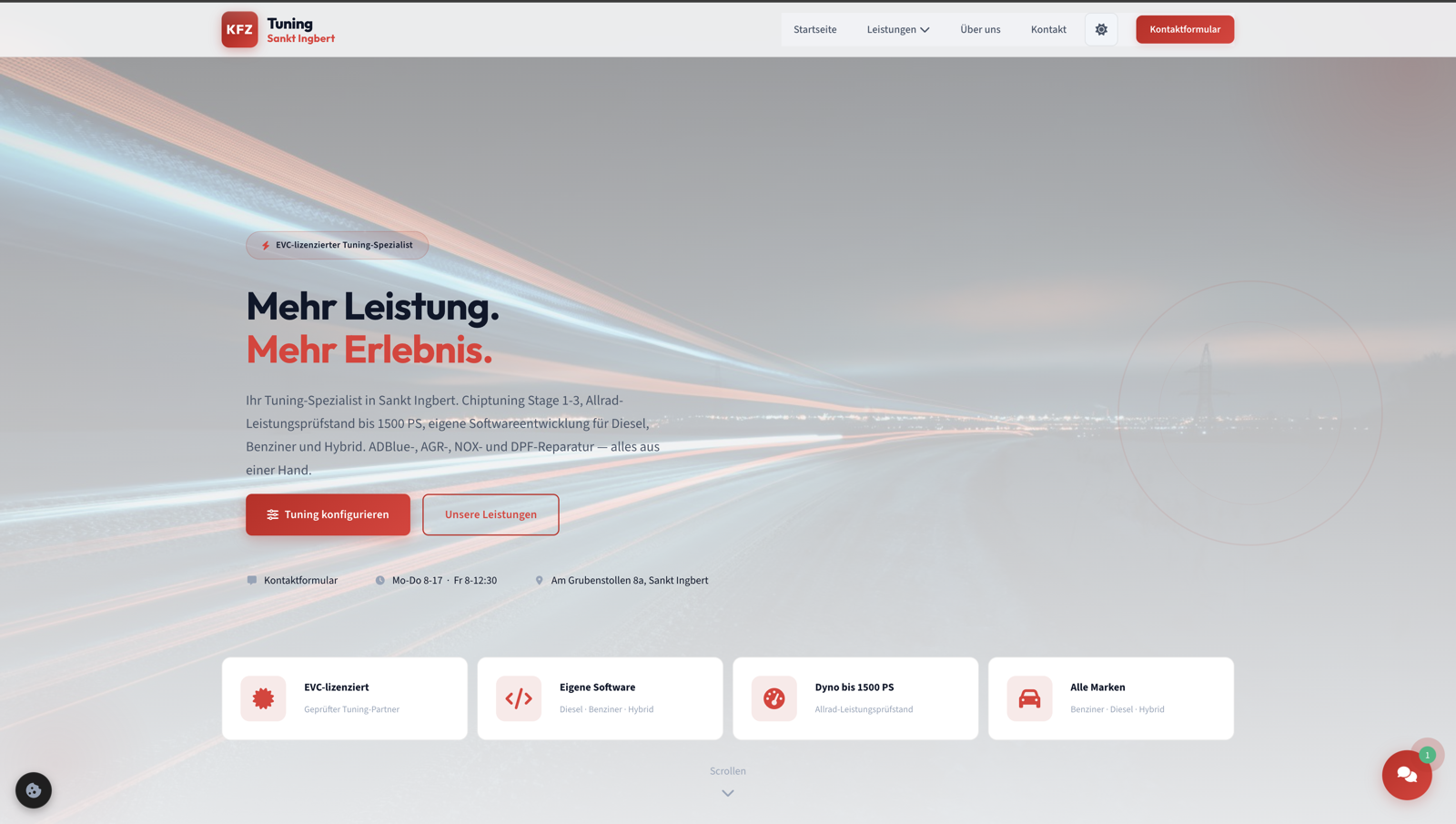 Werkstatt-Website-Referenz: KFZ-Tuning Sankt Ingbert — Mehr Leistung, mehr Erlebnis, Tuning-Spezialist mit Chiptuning bis 1500 PS